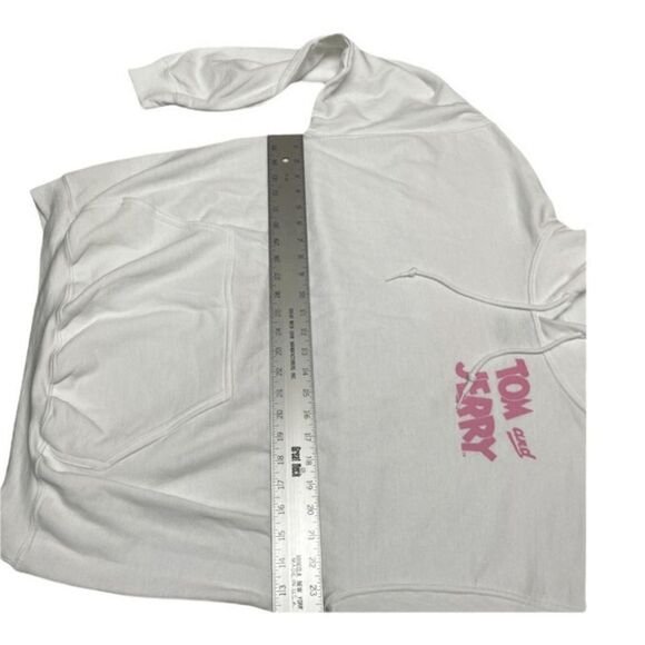Tom & Jerry Hoodie Adult L White And Pink 90’s Cartoon Lounge Fall Back Graphic - Picture 7 of 9